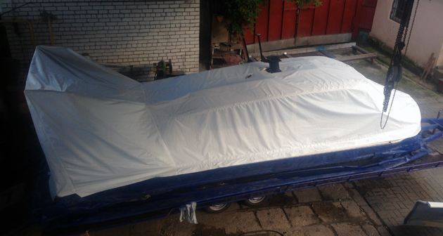 стояночный тент для судна на воздушной подушке